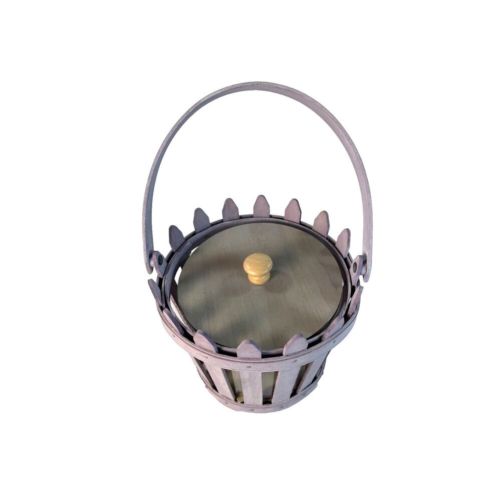 2006 Longaberger Soft Purple Picket Pal Basket w/Protector & Lid 7.25"RD x 6"H